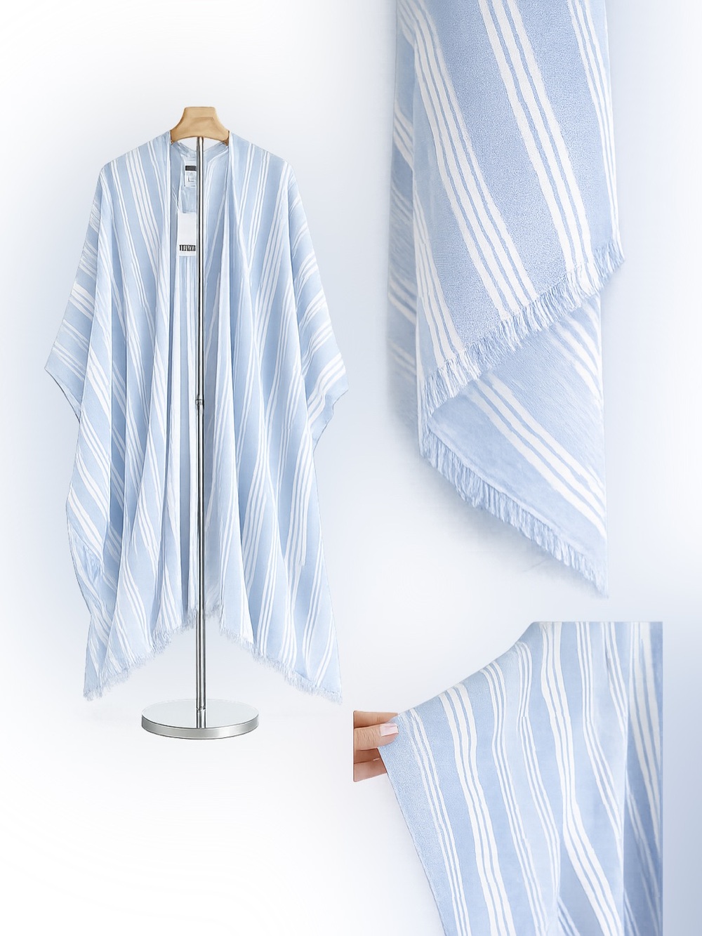 Nordstrom  Blue & White Striped Gauze Ruana Cover-Up | One Size | NWT 💙🏝️ - Picture 5 of 8